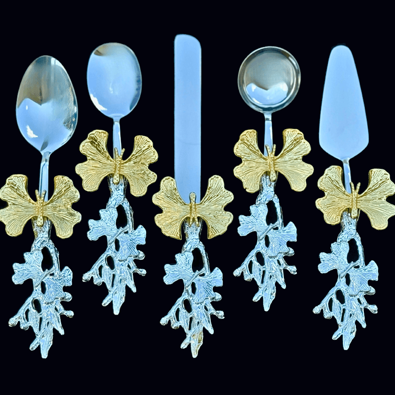 Luxury 5-Piece Silver & Gold Butterfly Serveware Luxury 5-Piece Silver & Gold Butterfly Serveware - Image 1